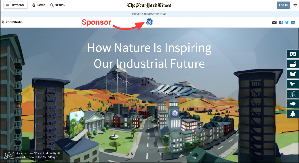 GE native advertising New york times