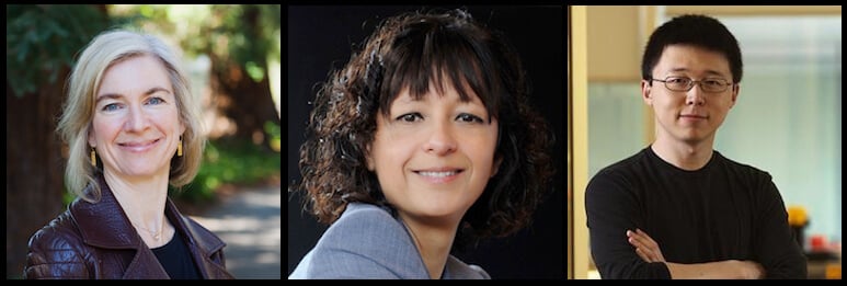 From left to right, Jennifer Doudna, Emmanuelle Charpentier, & Feng Zang. 