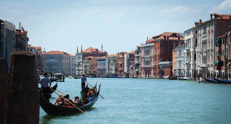 A gondola on a Venice canal