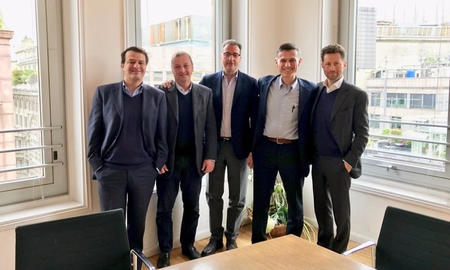 The co-founders of AuroA-TT, from left to right, Gabriele Campi, Paolo Rizzardi, Guido Guidi, Edoardo Negroni, Pierluigi Paracchi.