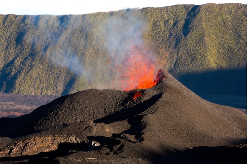 Extremophiles: The volcanic terrain of Reunion Island, home of Deinococcus geothermalis.