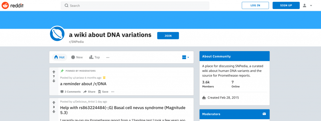 SNPedia, Reddit